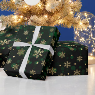 Imitate Goldene Foil Winter Schneeflocken & grüne Geschenkpapier