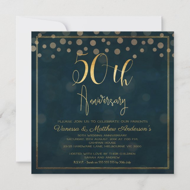 Imitate Goldene Kalligraphie 50 Jahre Einladung (Vorderseite)