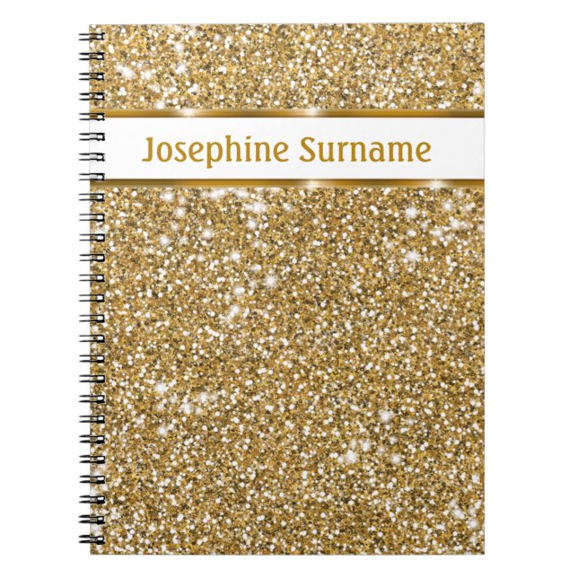 Imitate Goldener gelber Glitzer Textur & Benutzerd Notizblock (Vorderseite)