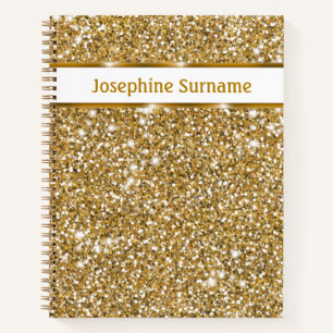 Imitate Goldener gelber Glitzer Textur & Benutzerd Notizbuch