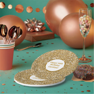 Imitate Goldener gelber Glitzer Textur & Benutzerd Pappteller