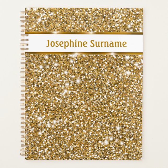 Imitate Goldener gelber Glitzer Textur & Benutzerd Planer (Vorderseite)
