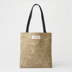 Imitate Goldener gelber Glitzer Textur mit Namen Tasche