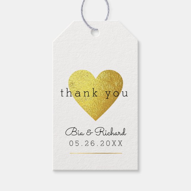 Imitate goldenes Herz der Liebe, vielen Dank Geschenkanhänger (Vorderseite)