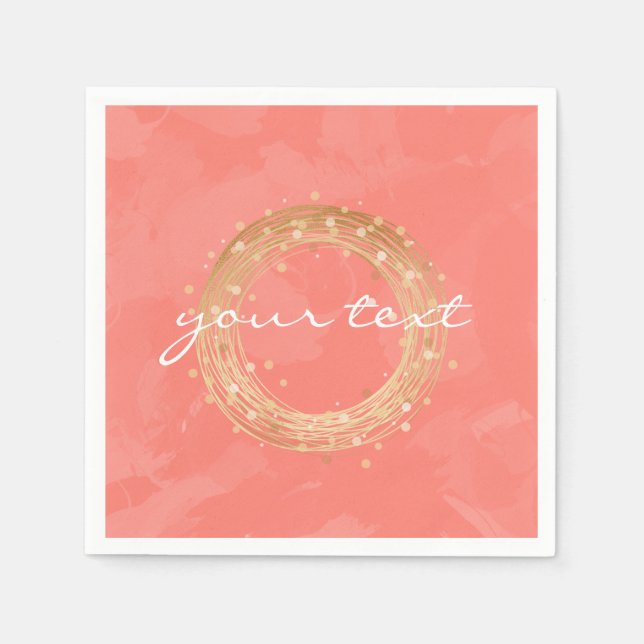 Imitate, goldfarben, rosa Pinselstriche Serviette (Vorderseite)