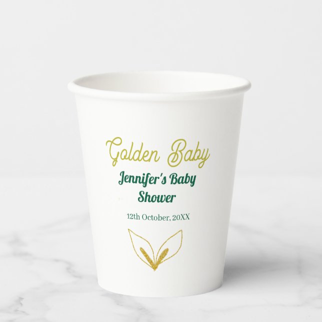 Imitate goldfarbene grüne Walddusche verzauberte B Pappbecher (Vorderseite)