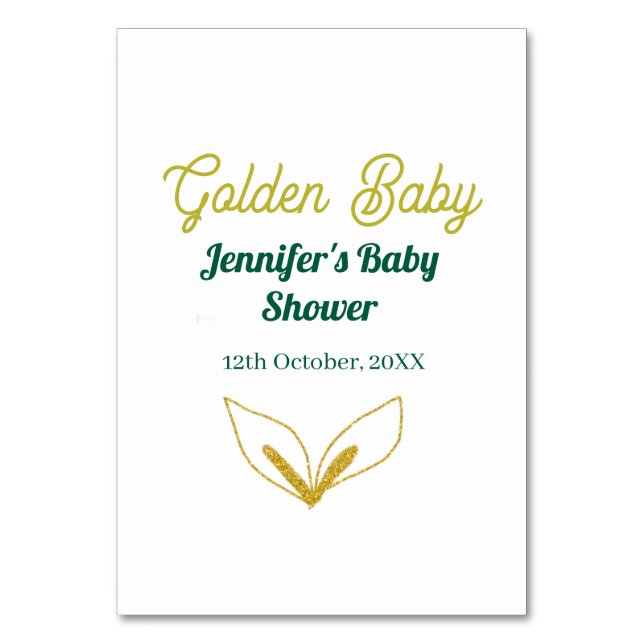 Imitate goldfarbene grüne Walddusche verzauberte B Tischnummer (Vorderseite)