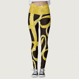 Imitate goldfarbener abstrakter Buchstabe L glänze Leggings