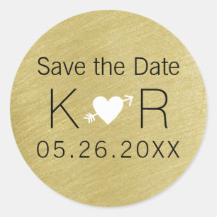 Imitate goldfarbige Save the Date Hochzeit Runder Aufkleber