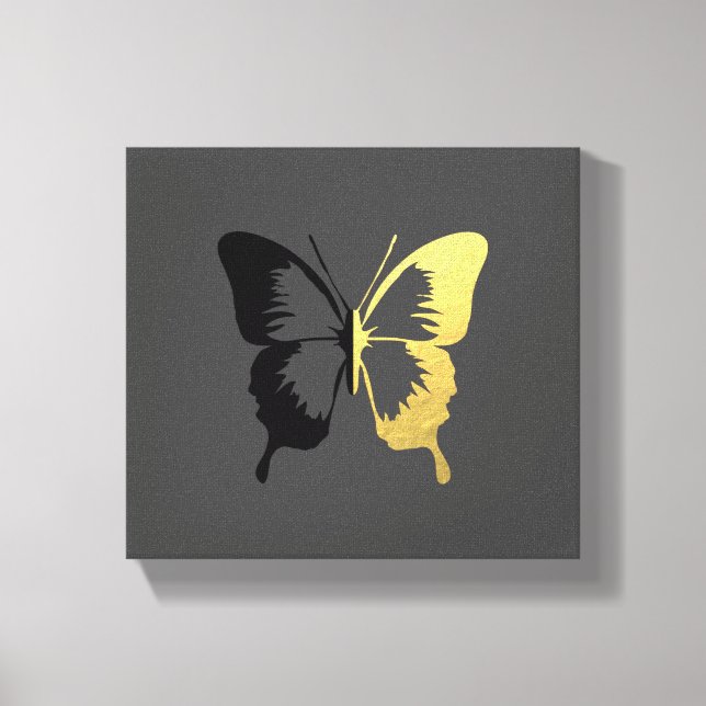 Imitate Goldfokus und Schwarzer Schmetterling Leinwanddruck (Vorderseite)