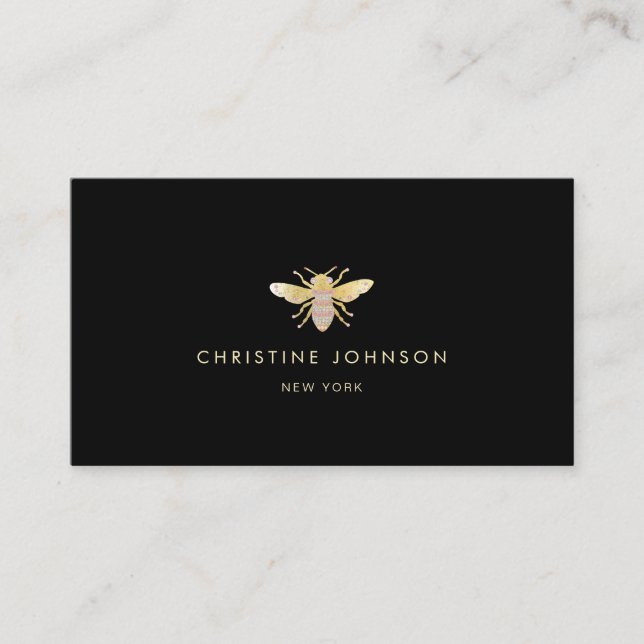 Imitate Goldfolie Bienenschmuck Logo Visitenkarte (Vorderseite)
