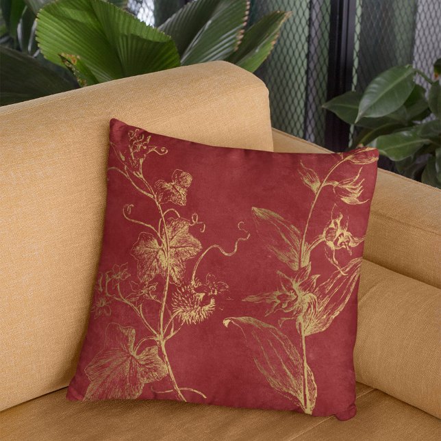 Imitate Goldfolie botanische Blätter Vintag Bordea Kissen (Von Creator hochgeladen)