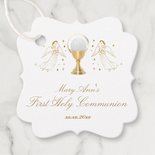 Imitate Goldfolie Engel Erste Heilige Kommunion Geschenkanhänger (Vorderseite)