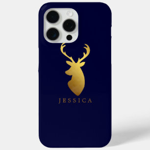 Imitate Goldfolie Hirschkopf Personalisiert iPhone 15 Pro Max Hülle