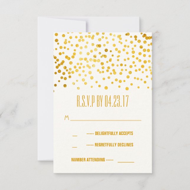 Imitate Goldfolie Konfetti Hochzeit RSVP-Karten RSVP Karte (Vorderseite)