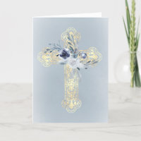 Imitate Goldfolie Kreuz blaue Aquarellkarte