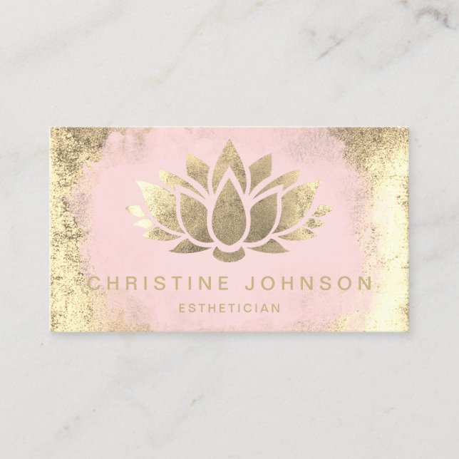 Imitate Goldfolie Lotus Blume in Rosa Visitenkarte (Vorderseite)