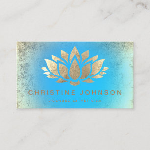 Imitate Goldfolie Lotus Blume und blauer Farbverla Visitenkarte