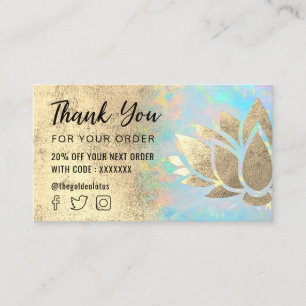 Imitate Goldfolie Lotus Danke Visitenkarte