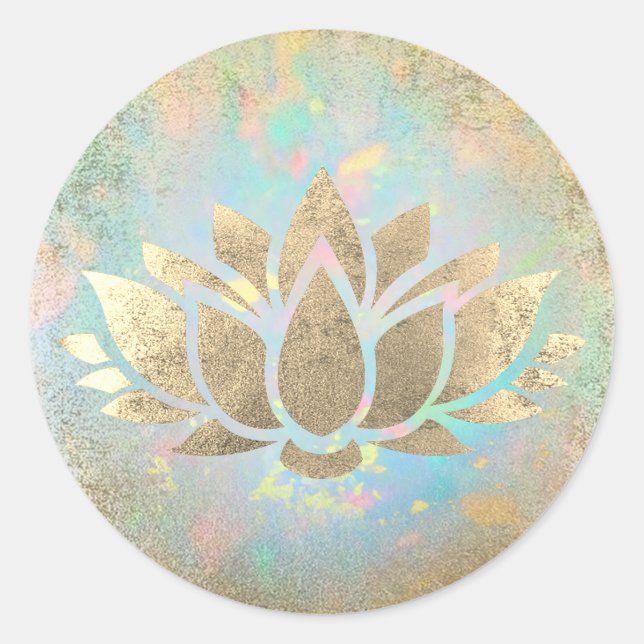 Imitate Goldfolie Lotus klassischer Rundaufkleber Runder Aufkleber (Vorderseite)