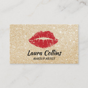 Imitate Goldfolie mit roten Lippen Makeup Künstler Visitenkarte