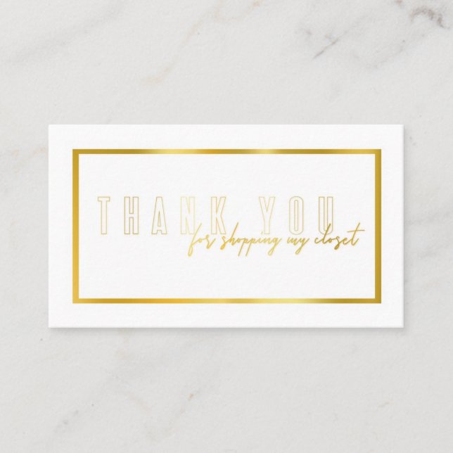 Imitate Goldfolie Poshmark Vielen Dank Visitenkarte (Vorderseite)