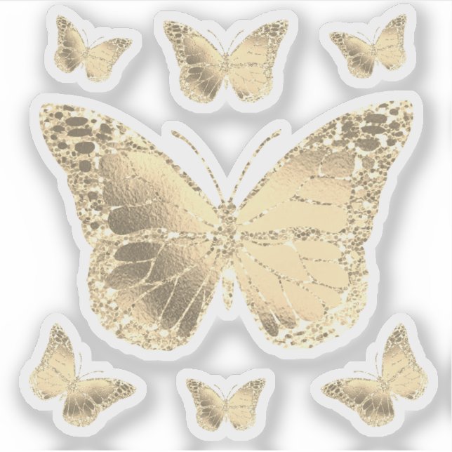 Imitate Goldfolienschmetterlinge Transparentaufkle Aufkleber (Vorderseite)