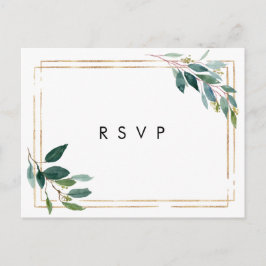 Imitate Goldgrün Hochzeit Rsvp Postkarte