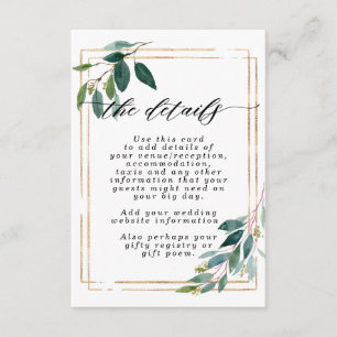 Imitate Goldgrün Hochzeitskarte Begleitkarte