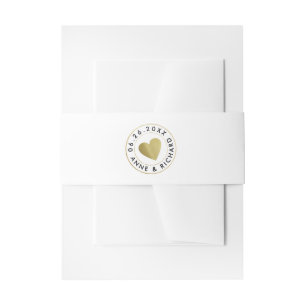Imitate Goldherz Liebe Hochzeit weiß Einladungsbanderole
