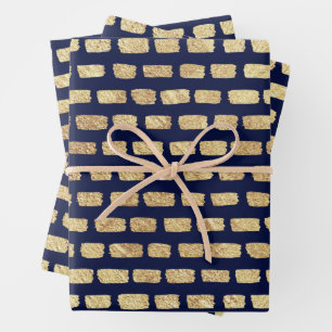 Imitate Goldmuster und dunkelblau Geschenkpapier Set