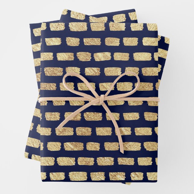 Imitate Goldmuster und dunkelblau Geschenkpapier Set (Beispiel)