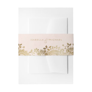 Imitate Goldrot Vintage Hochzeit Einladungsbanderole