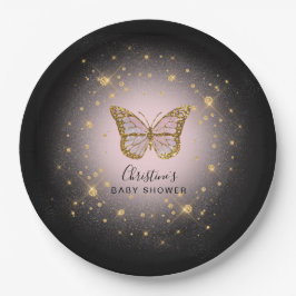 Imitate Goldschmetterling Glitzer Pappteller
