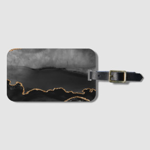 Imitate Grau Marmor Agate Golden Glitzer Schwarzer Gepäckanhänger