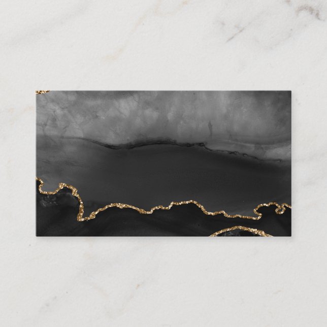 Imitate Grau Marmor Agate Golden Glitzer Schwarzer Visitenkarte (Vorderseite)
