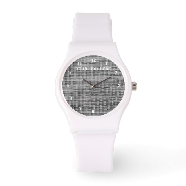 Imitate Grau Stoff Ihr Text Personalisiert Watch G Armbanduhr (Vorderseite)