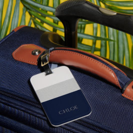 Imitate Grau- und Navy-Leder-Look Streifen Gepäckanhänger