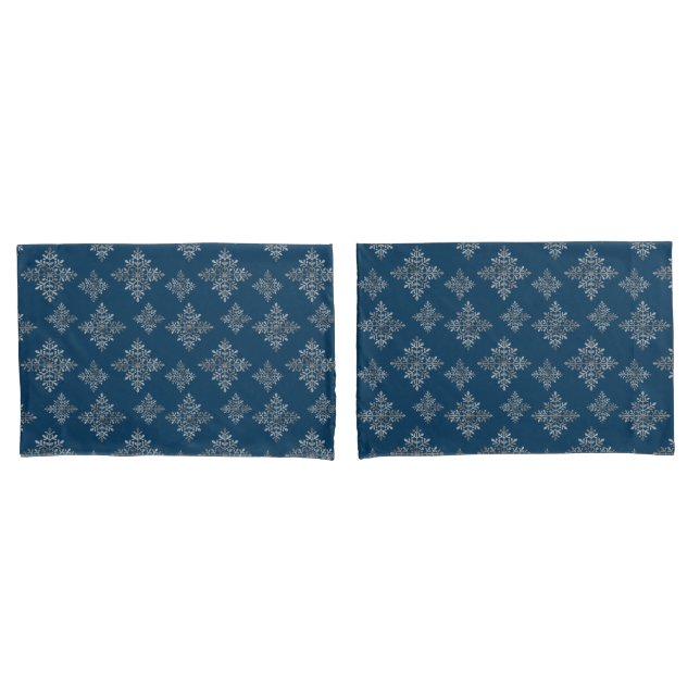 Imitate graue Schneeflocken auf blau (nicht echter Kissenbezug (Vorderseite-Set)