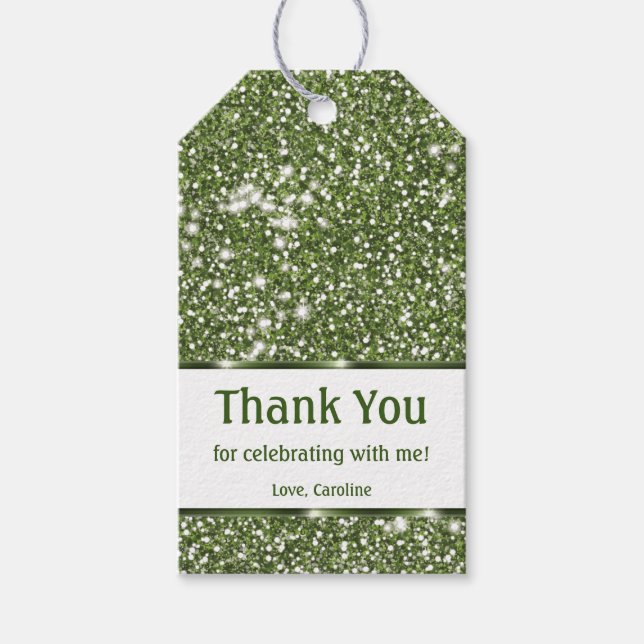 Imitate Green Glitzer Texture Look - Vielen Dank Geschenkanhänger (Vorderseite)