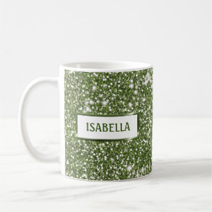 Imitate Grüne Glitzer Textur mit Individuelle Name Kaffeetasse