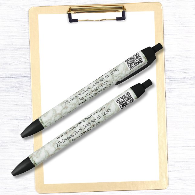 Imitate Grüner Goldmarmor Kugelschreiber (Faux Green Gold Marble Black Ink Pen by Office Accessories Shop)
