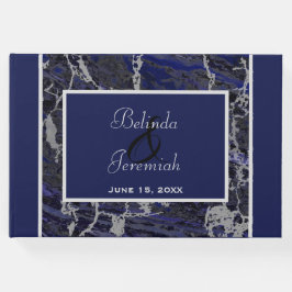 Imitate Hochzeit von Silver & Navy-Marmor Gästebuch