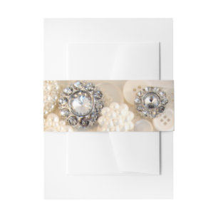 Imitate Hochzeitsknöpfe mit weißer Perle und Diama Einladungsbanderole