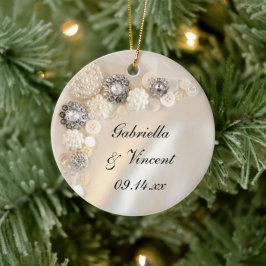 Imitate Hochzeitsknöpfe mit weißer Perle und Diama Keramik Ornament