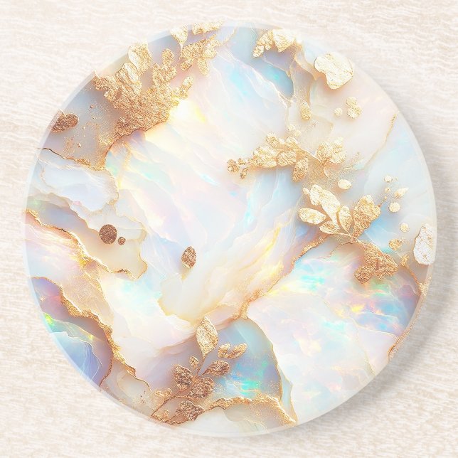Imitate Holografische Iridescent Opal Crystal Fant Getränkeuntersetzer (Vorne)