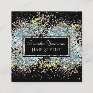 Imitate Holografischer Glitzer Hair Stylist Quadratische Visitenkarte