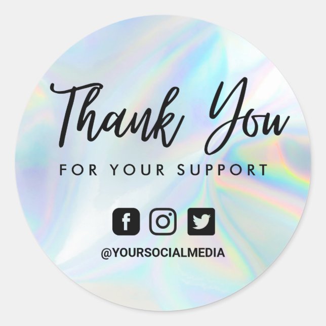 Imitate Holographic Danke Social Media Runder Aufkleber (Vorderseite)