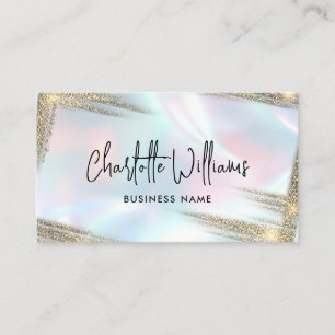Imitate Holographic Elegante Pastel Opal Gold Visitenkarte