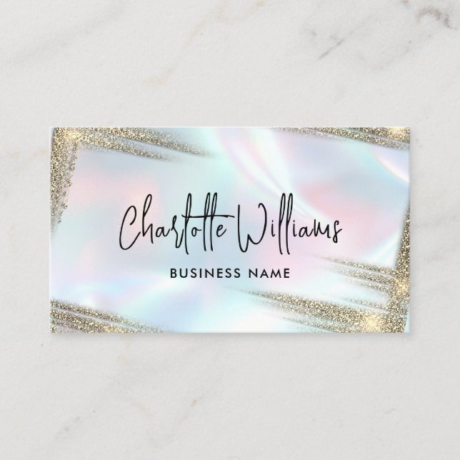 Imitate Holographic Elegante Pastel Opal Gold Visitenkarte (Vorderseite)